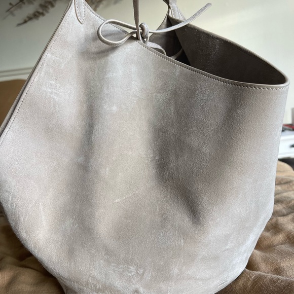 KHAITE Medium Lotus Tote in Grey Suede - Picture 8 of 16